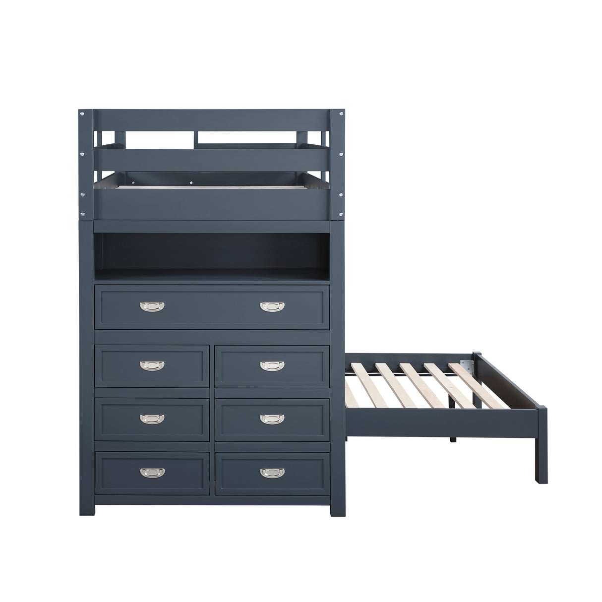 Sloane Navy Blue Twin/Full Loft Bunk Bed with Chest and Hidden Desk from Homelegance - Luna Furniture