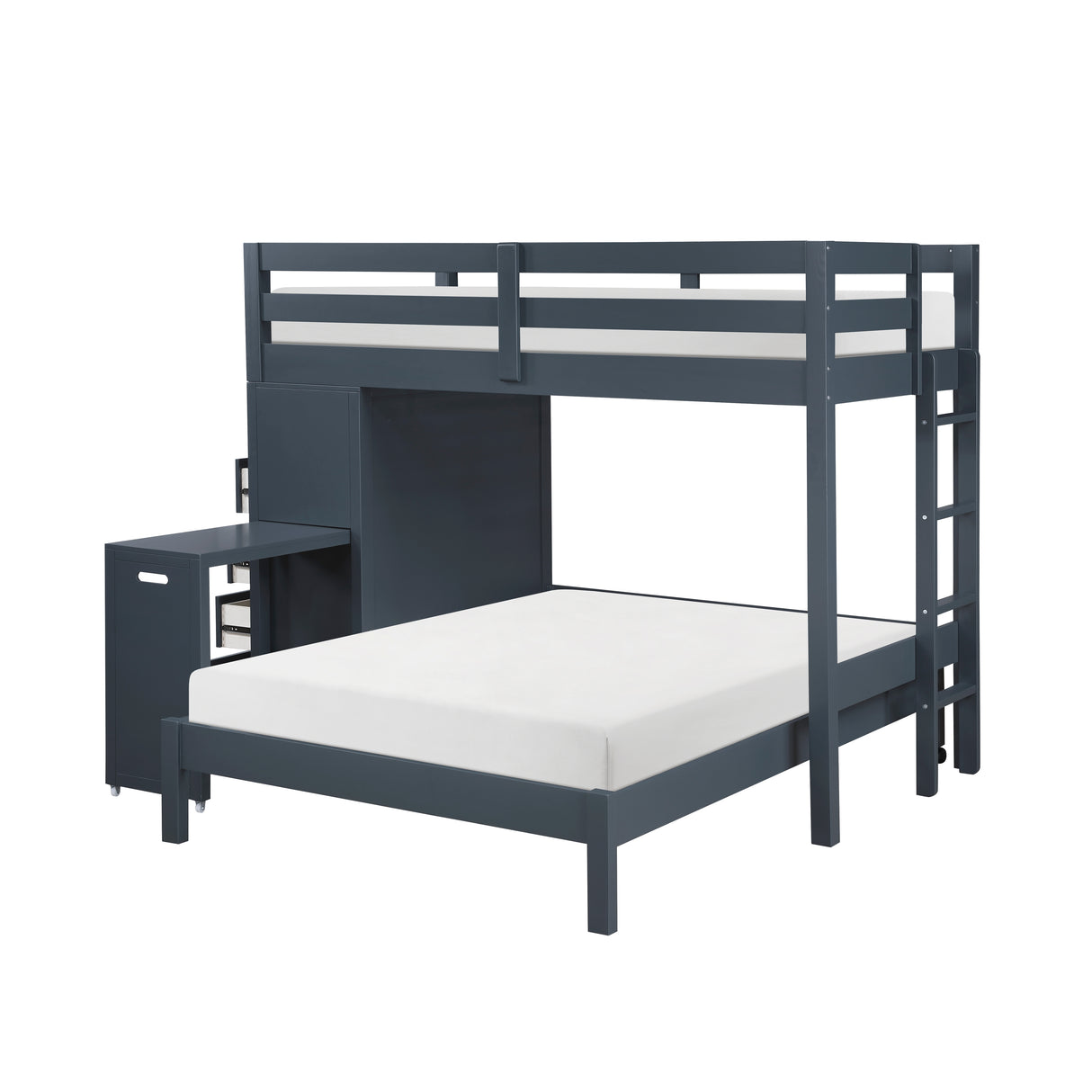Sloane Navy Blue Twin/Full Loft Bunk Bed with Chest and Hidden Desk from Homelegance - Luna Furniture