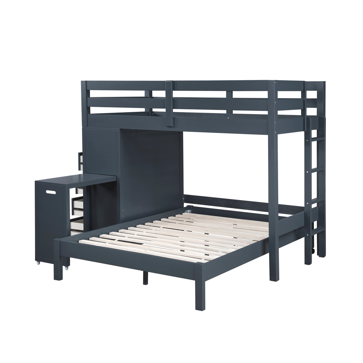 Sloane Navy Blue Twin/Full Loft Bunk Bed with Chest and Hidden Desk from Homelegance - Luna Furniture