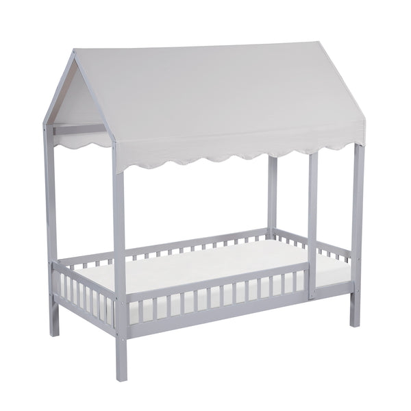Sloane Gray Twin Canopy Platform Bed