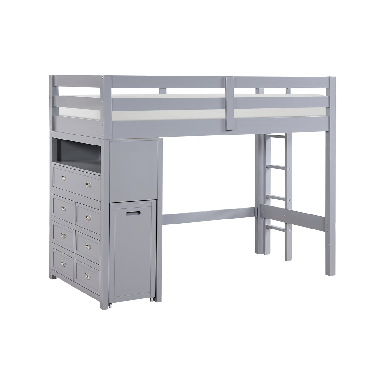 Sloane Gray Twin/Full Loft Bunk Bed with Chest and Hidden Desk from Homelegance - Luna Furniture