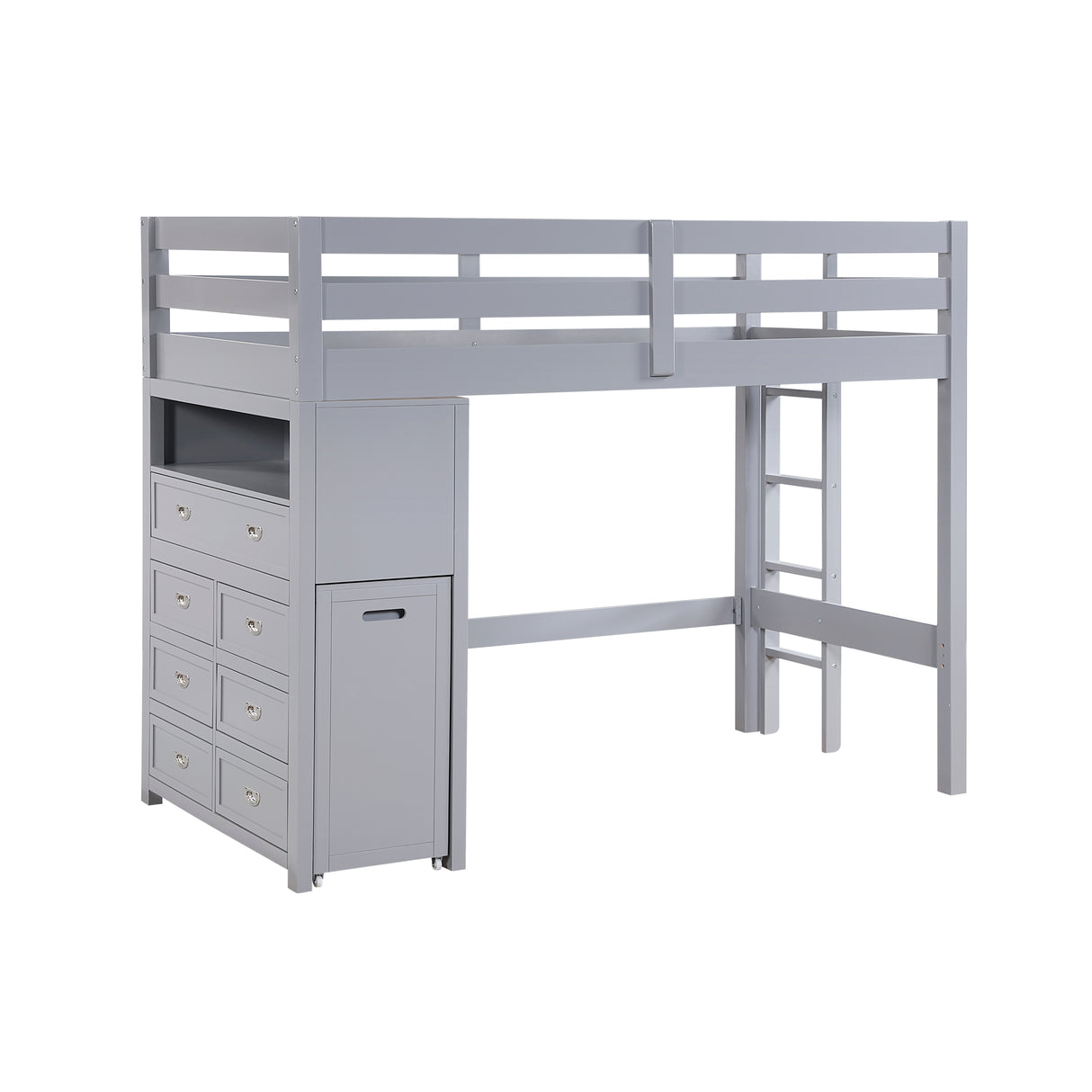 Sloane Gray Twin/Full Loft Bunk Bed with Chest and Hidden Desk from Homelegance - Luna Furniture