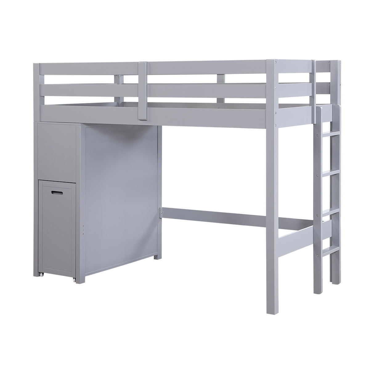 Sloane Gray Twin/Full Loft Bunk Bed with Chest and Hidden Desk from Homelegance - Luna Furniture