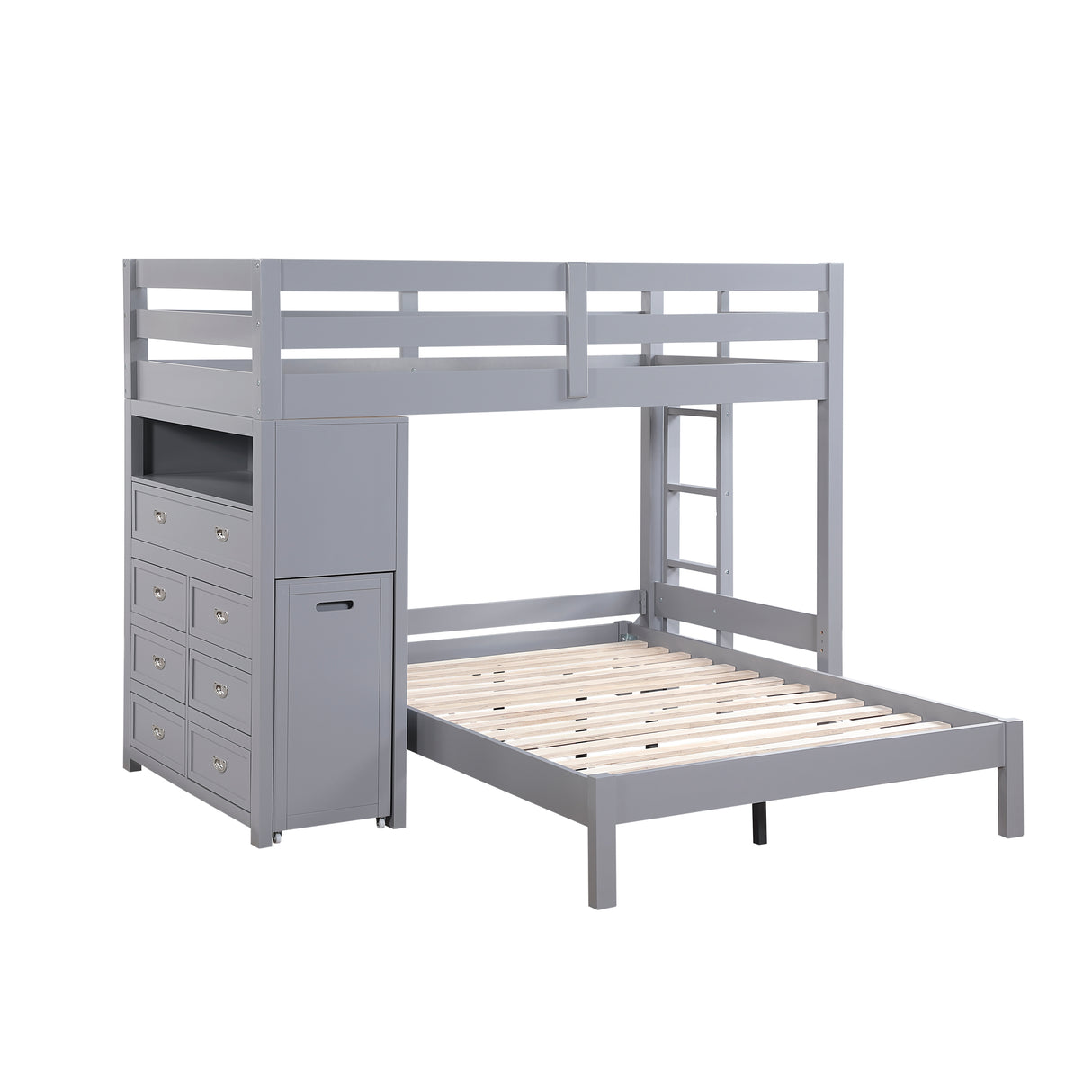 Sloane Gray Twin/Full Loft Bunk Bed with Chest and Hidden Desk from Homelegance - Luna Furniture