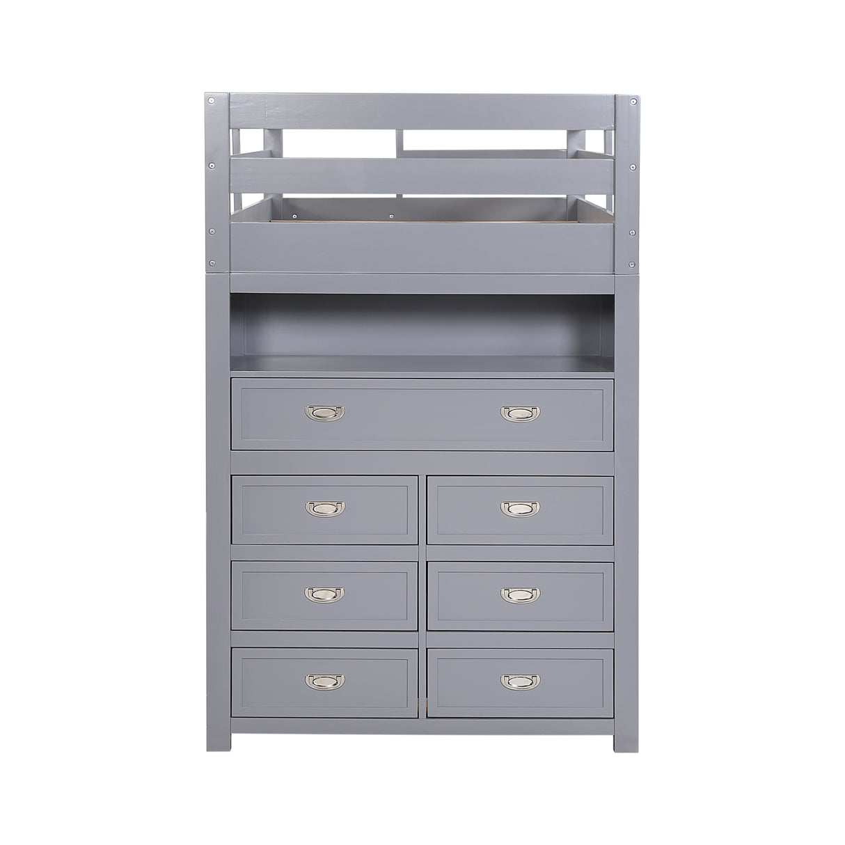 Sloane Gray Twin/Full Loft Bunk Bed with Chest and Hidden Desk from Homelegance - Luna Furniture