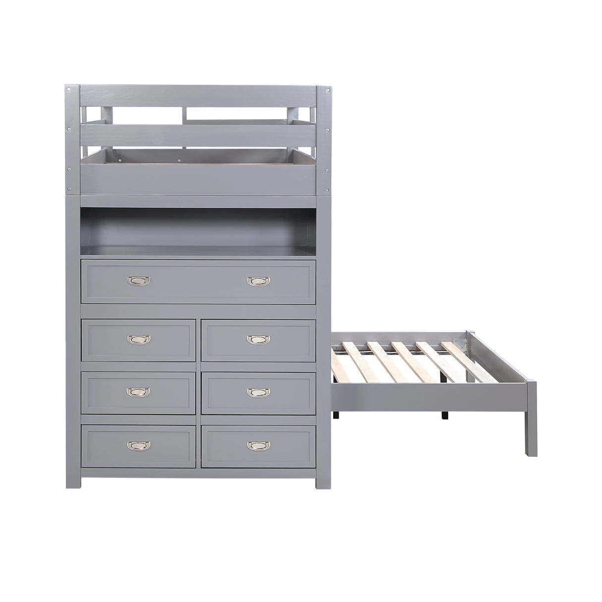 Sloane Gray Twin/Full Loft Bunk Bed with Chest and Hidden Desk from Homelegance - Luna Furniture