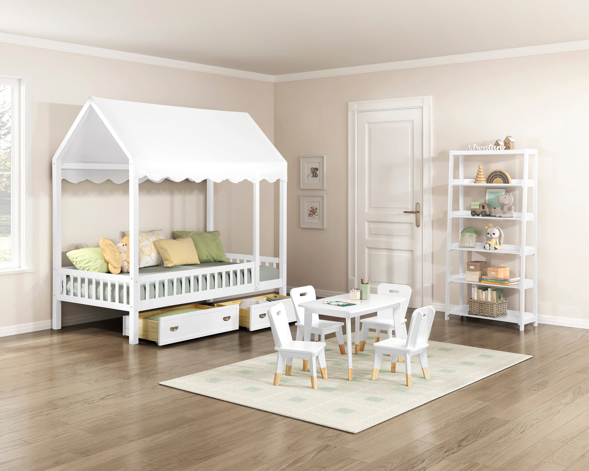 Sloane White Twin Canopy Platform Bed from Homelegance - Luna Furniture