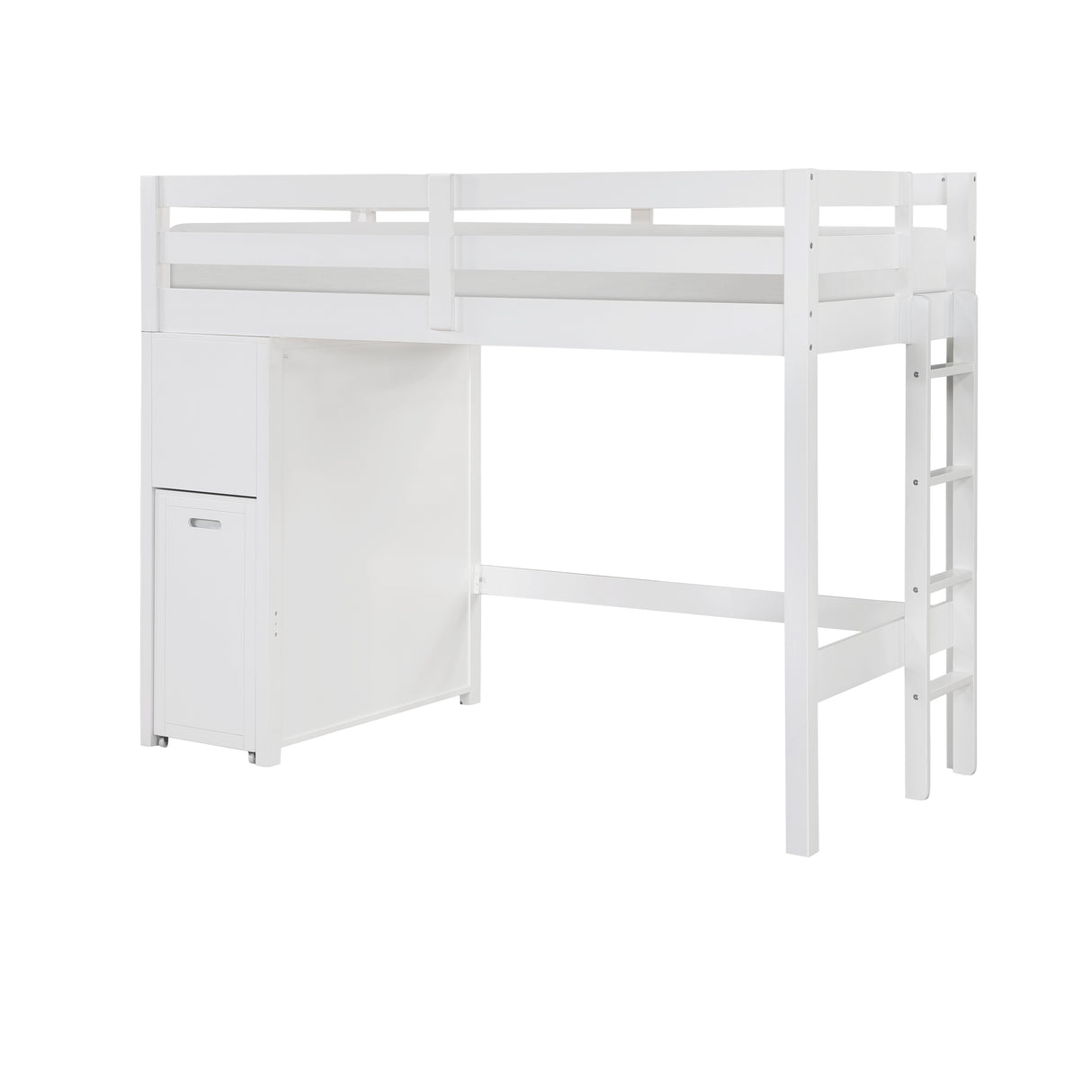 Sloane White Twin/Full Loft Bunk Bed with Chest and Hidden Desk from Homelegance - Luna Furniture