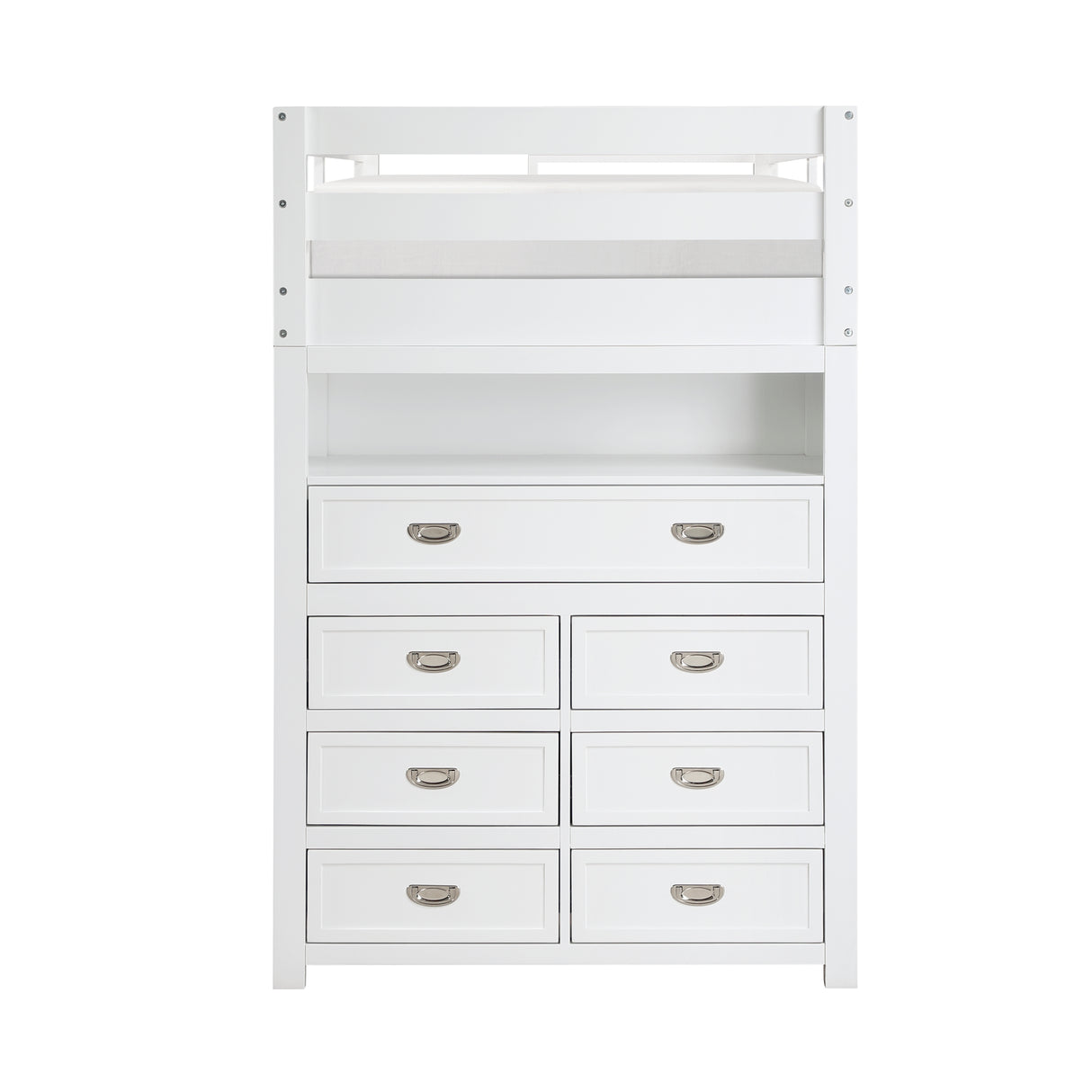 Sloane White Twin/Full Loft Bunk Bed with Chest and Hidden Desk from Homelegance - Luna Furniture