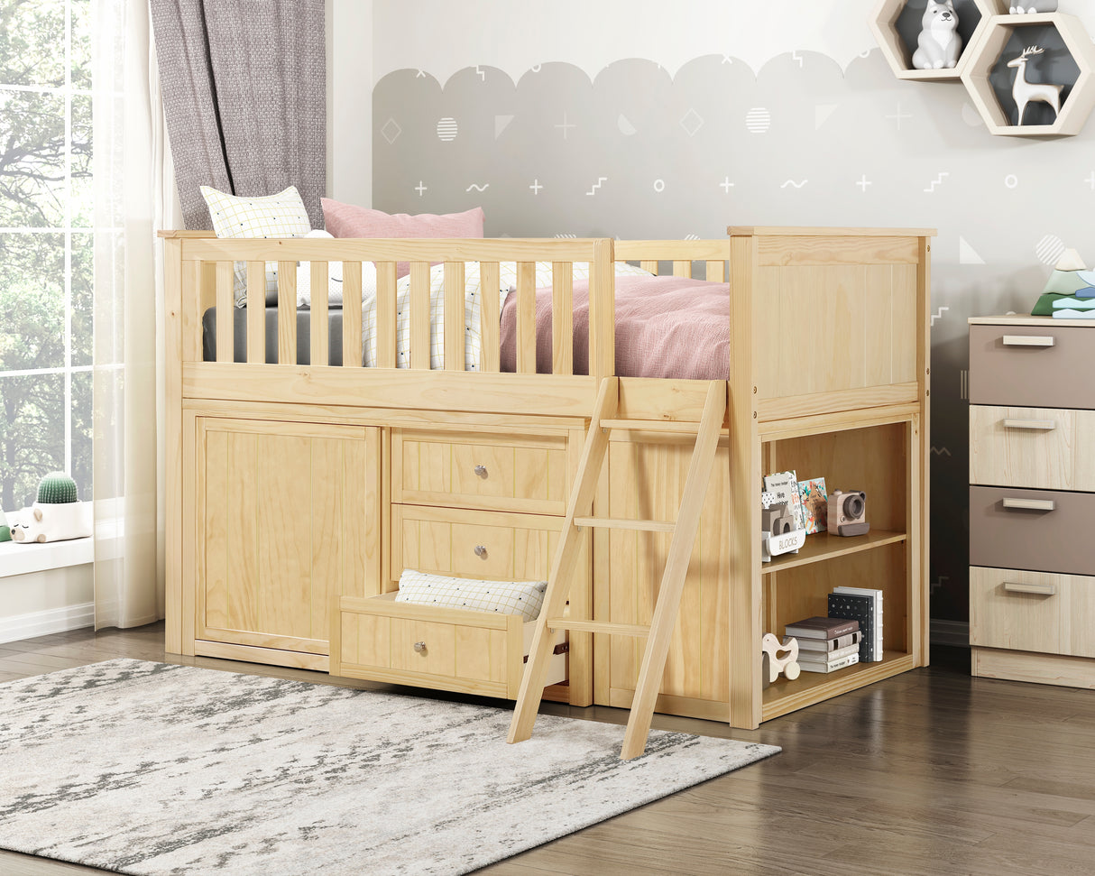 B2043LL-1*BC2DR (6) Low Loft Bunk with Bookcase and 2 Dressers from Homelegance - Luna Furniture