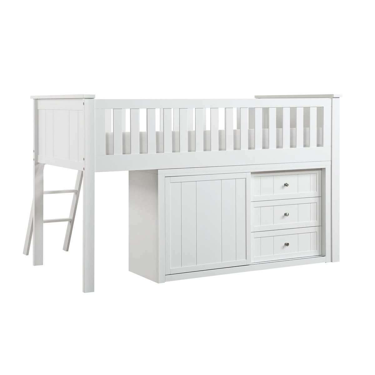 B2053LLW-1*BCDR (5) Low Loft Bunk with Bookcase and Dresser from Homelegance - Luna Furniture