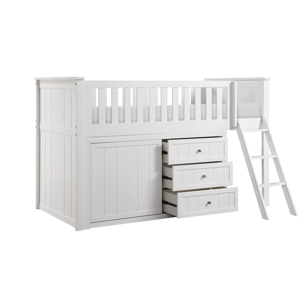 B2053LLW-1*BCDR (5) Low Loft Bunk with Bookcase and Dresser from Homelegance - Luna Furniture