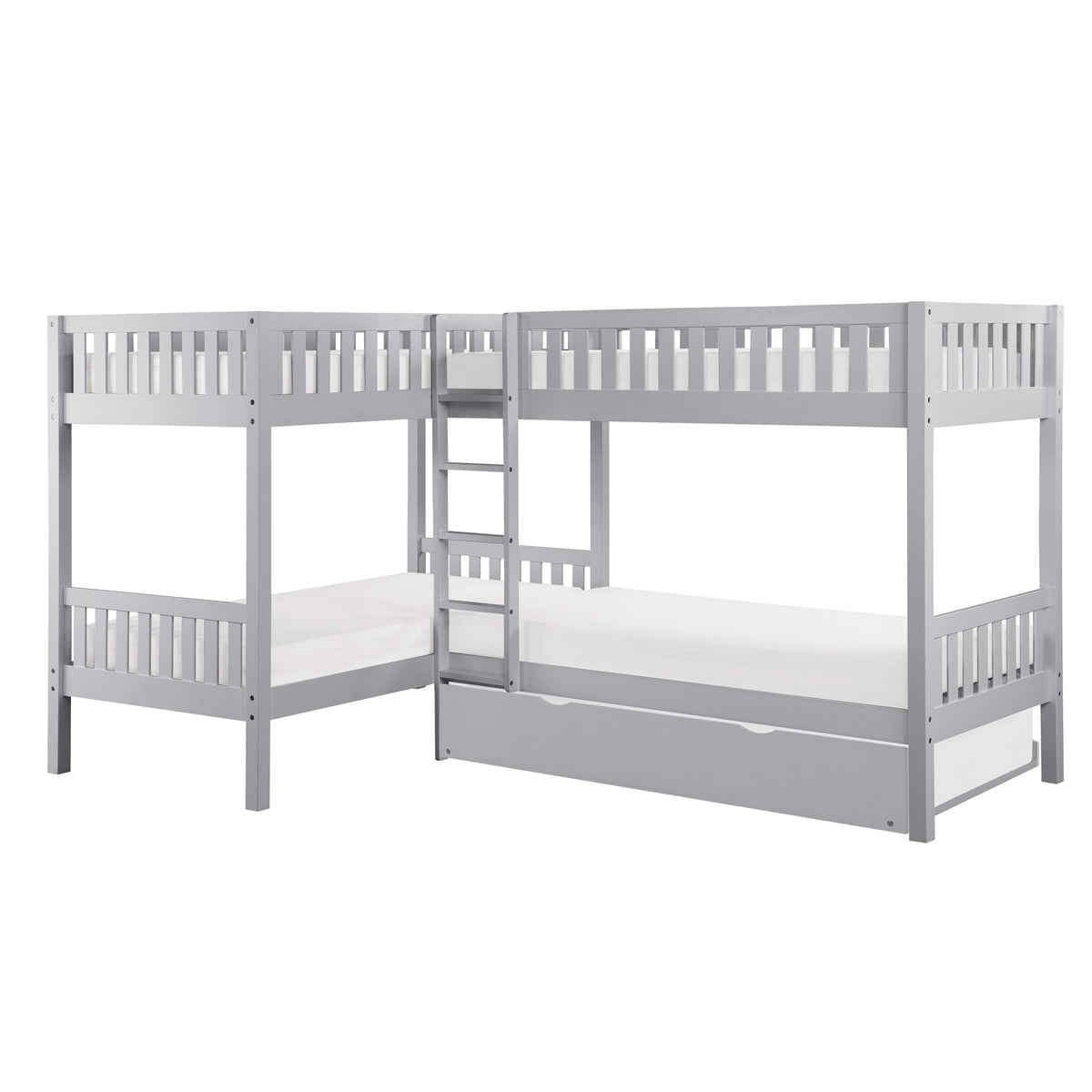 B2063CN-1R* (4) Corner Bunk Bed with Twin Trundle from Homelegance - Luna Furniture