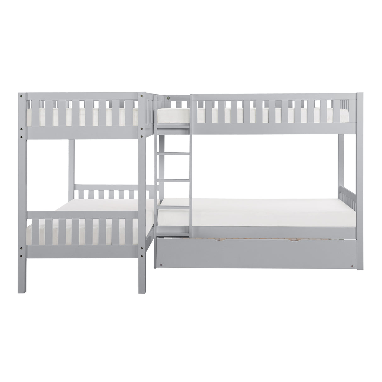 B2063CN-1R* (4) Corner Bunk Bed with Twin Trundle from Homelegance - Luna Furniture