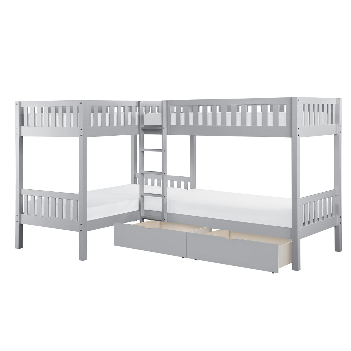 B2063CN-1T* (4) Corner Bunk Bed with Storage Boxes from Homelegance - Luna Furniture