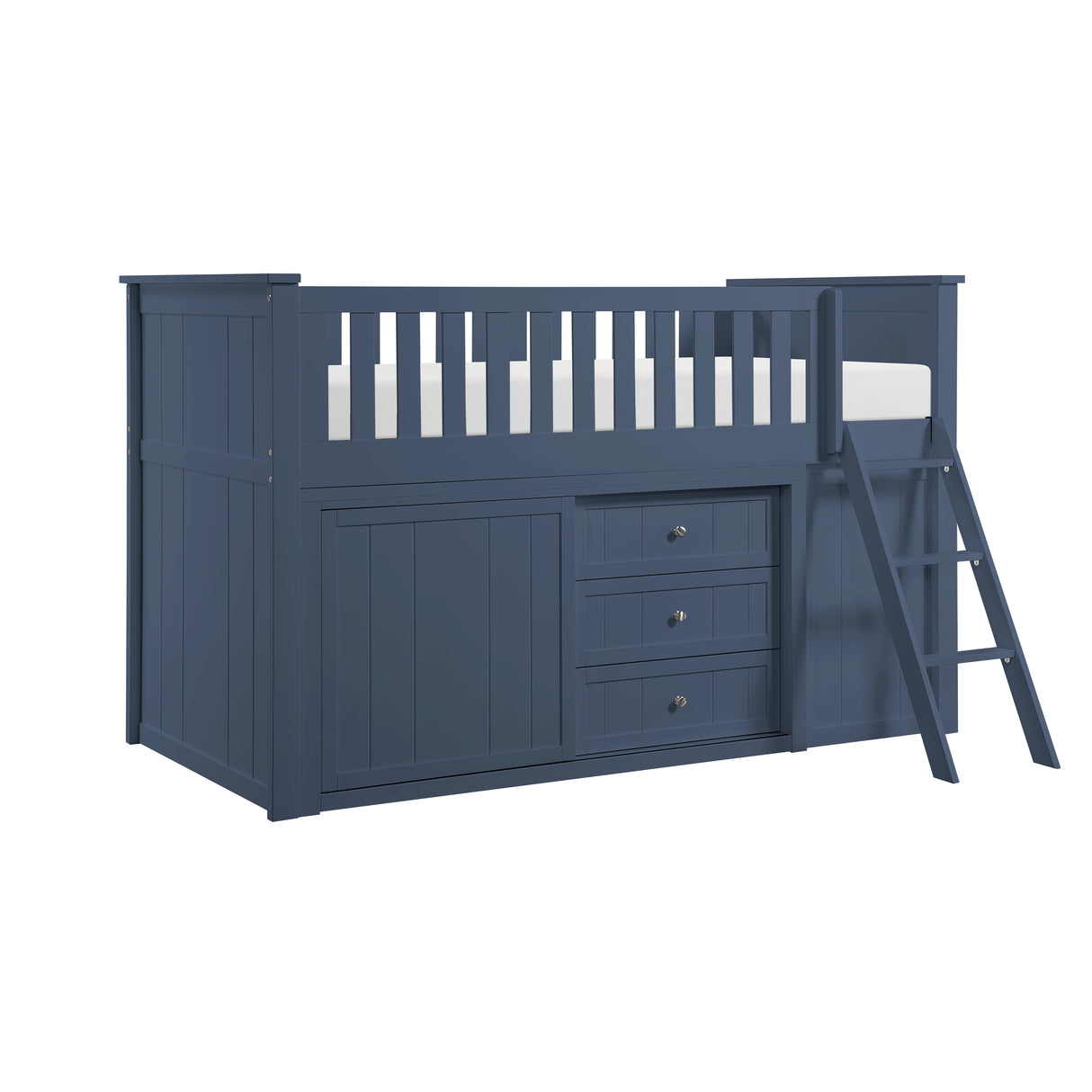 Nora Blue Low Loft Bunk Bed with Bookcase and Two Dressers from Homelegance - Luna Furniture