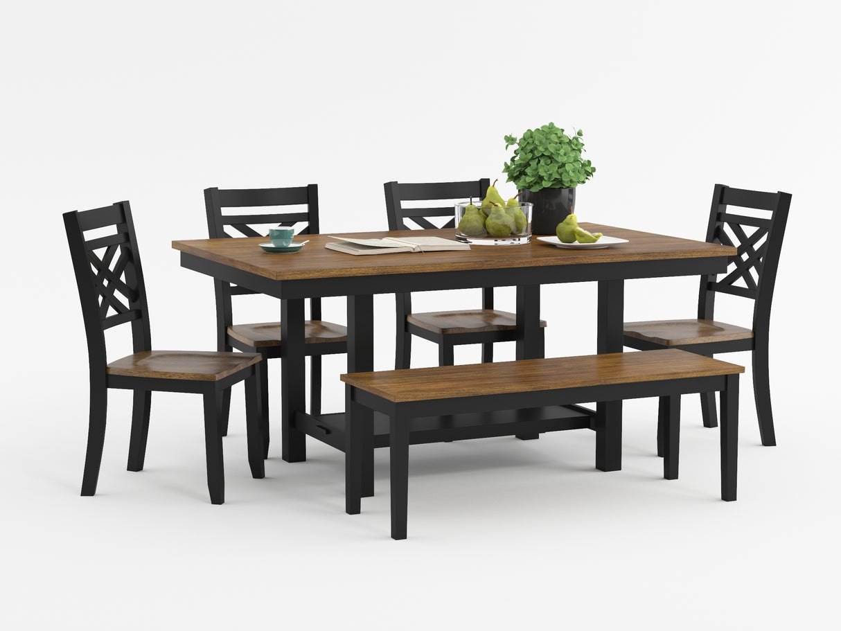 Quinn Light Brown/Light Gray 7-Piece 84" Extendable Dining Set from Homelegance - Luna Furniture
