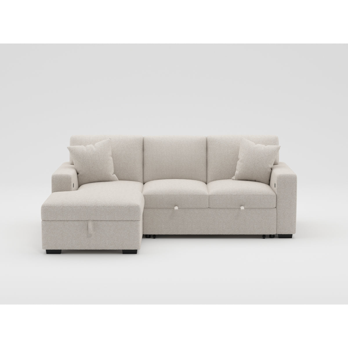 9630BE*22LRC (2)Sectional with Right Chaise, Pull-out Bed and Hidden Storage, Charging Ports from Homelegance - Luna Furniture