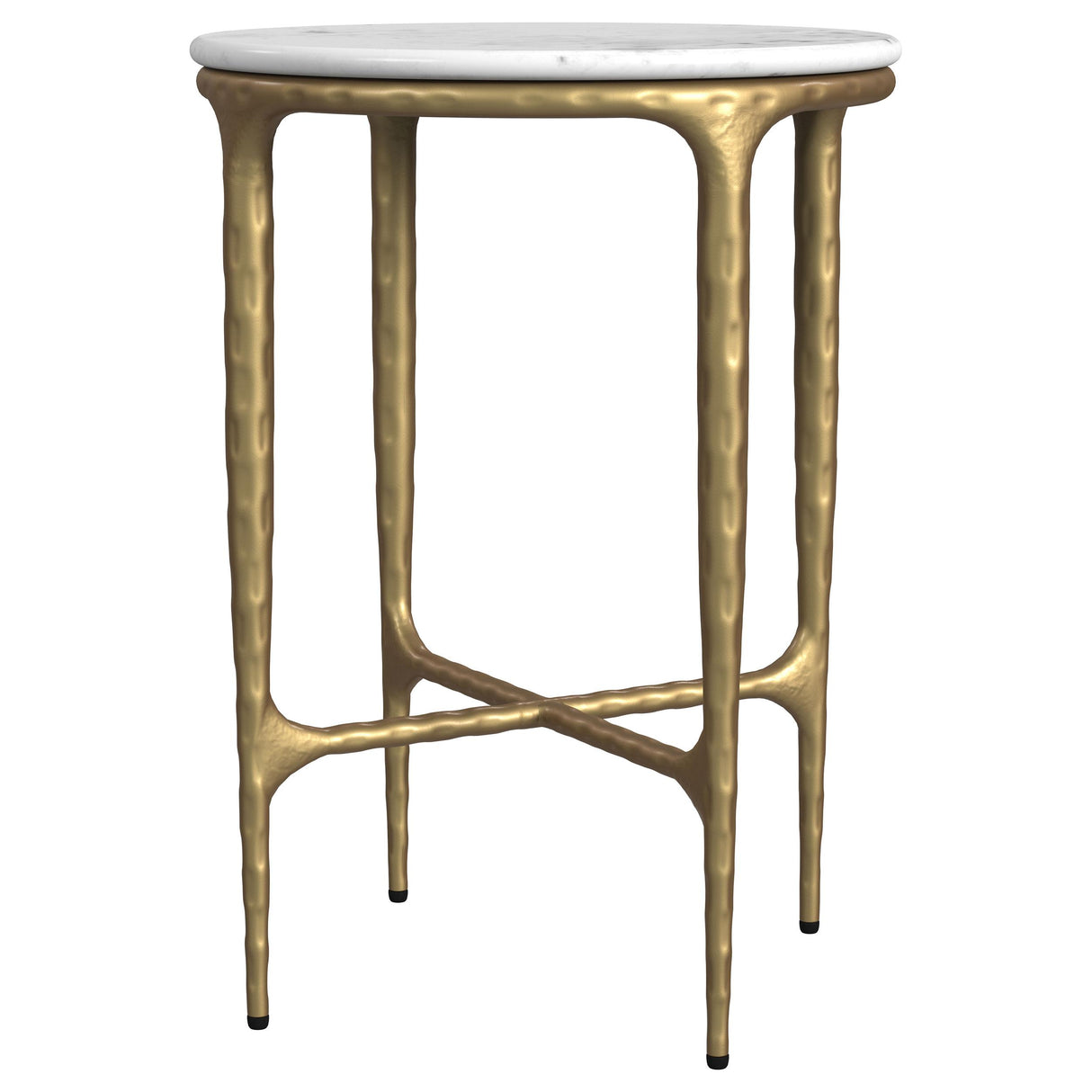 Baldwin White and Gold Round Marble Top Side Table from Coaster - Luna Furniture