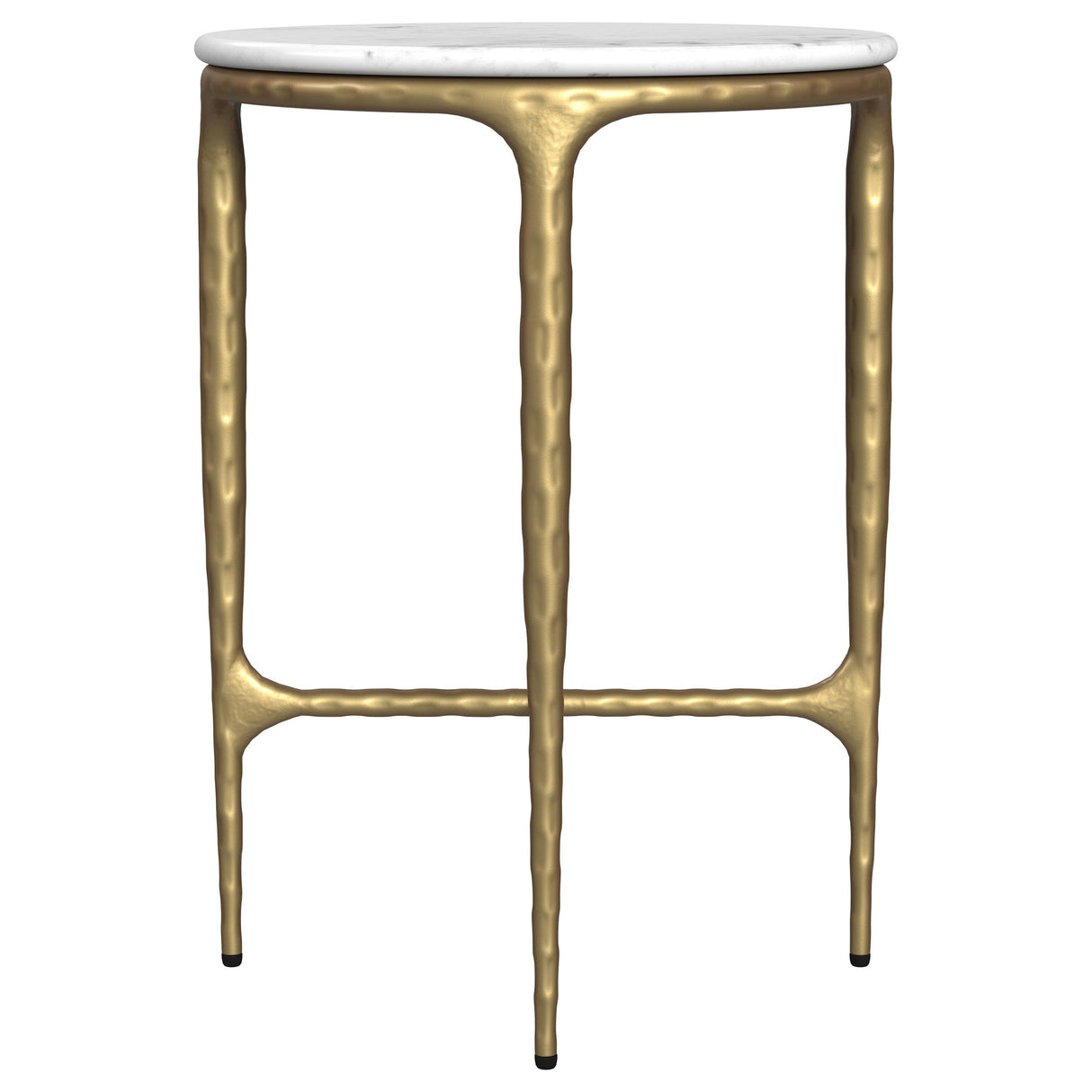 Baldwin White and Gold Round Marble Top Side Table from Coaster - Luna Furniture