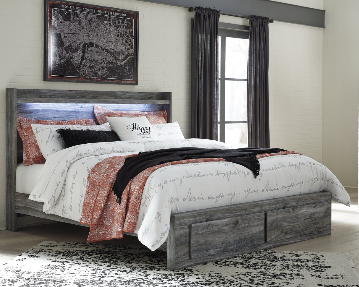 Baystorm Gray King Panel Storage Bed and 2 Nightstands from Ashley - Luna Furniture