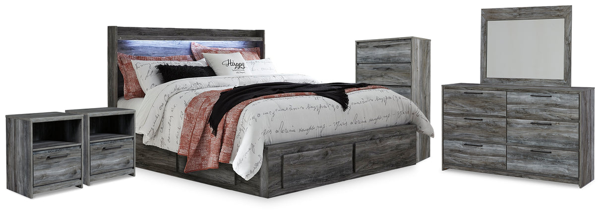 Baystorm King Storage Bed, Dresser, Mirror, Chest and 2 Nightstands from Ashley - Luna Furniture