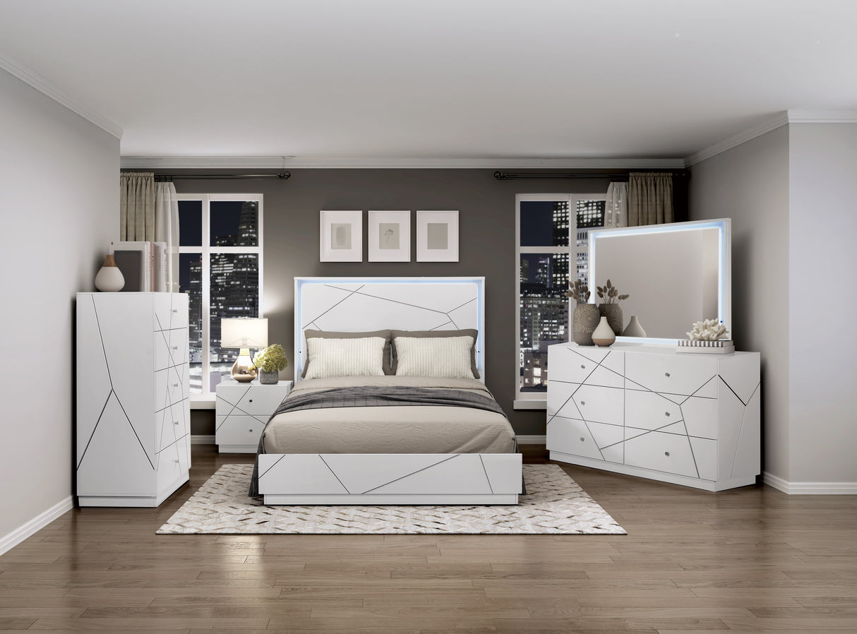 Orlo White 4pc Set (QB+NS+DR+MR) from Homelegance - Luna Furniture