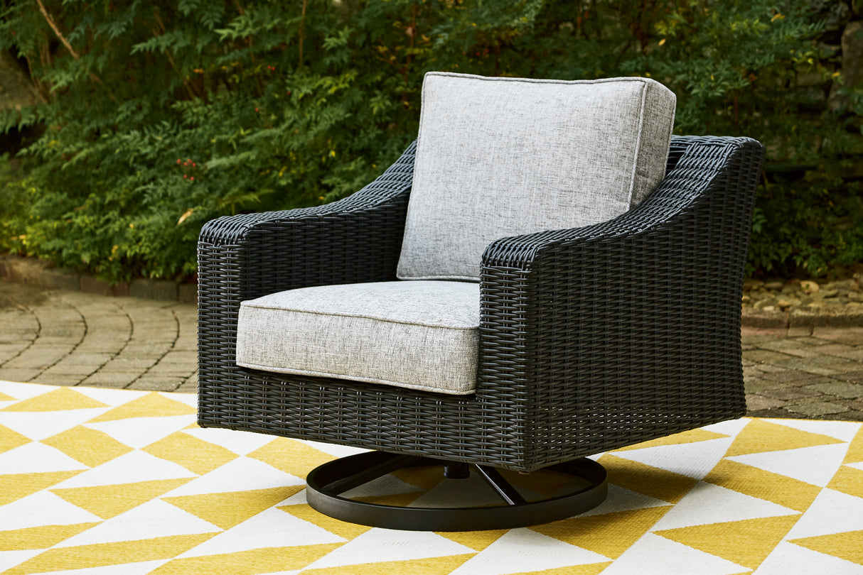 Beachcroft Outdoor Sofa with 2 Lounge Chairs in Black/Light Gray from Ashley - Luna Furniture