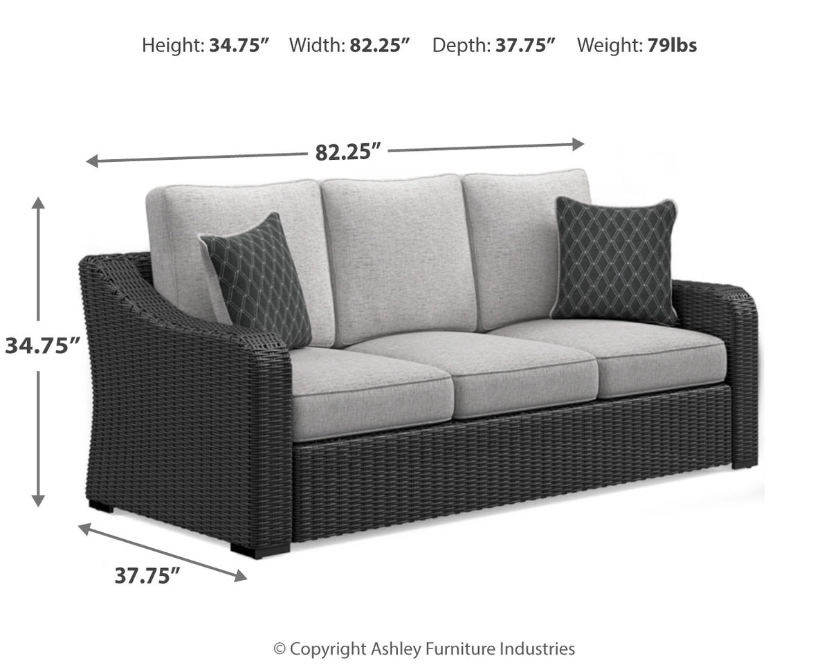 Beachcroft Black/Light Gray Outdoor Sofa with 2 Lounge Chairs from Ashley - Luna Furniture