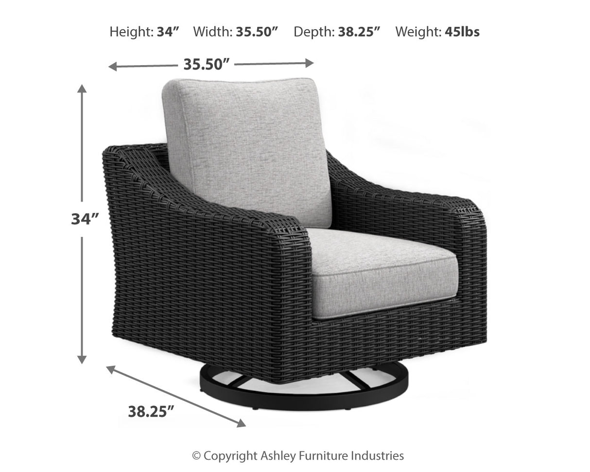Beachcroft Black/Light Gray Outdoor Sofa with 2 Lounge Chairs from Ashley - Luna Furniture