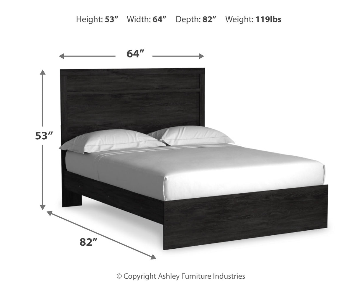 Belachime Queen Panel Bed with 2 Nightstands in Charcoal from Ashley - Luna Furniture