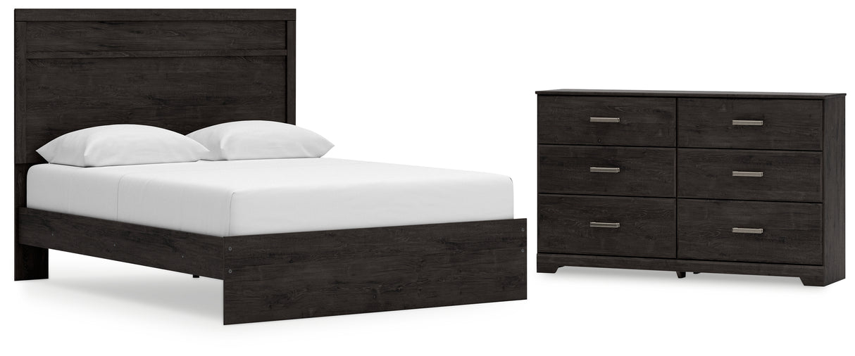 Belachime Queen Panel Bed with Dresser in Charcoal from Ashley - Luna Furniture