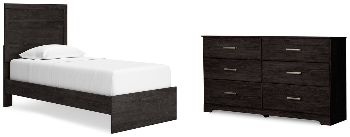 Belachime Twin Panel Bed with Dresser in Charcoal from Ashley - Luna Furniture