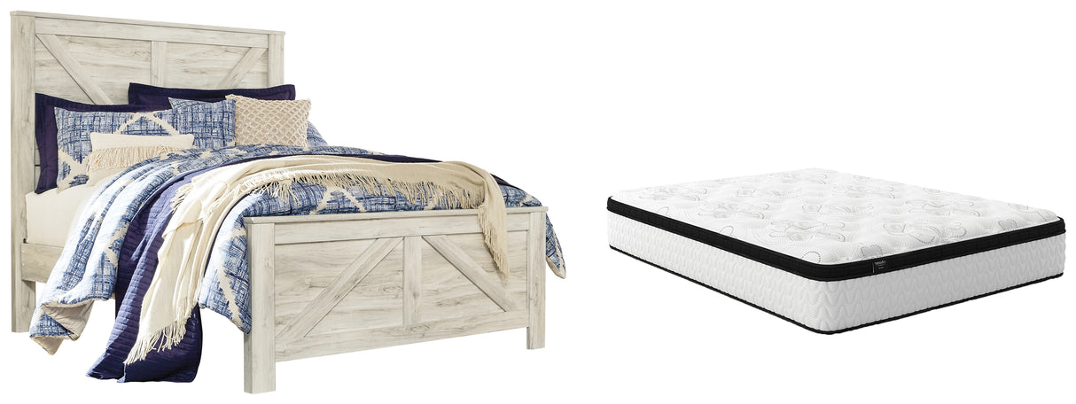 Bellaby Queen Panel Bed with Mattress in Whitewash from Ashley - Luna Furniture
