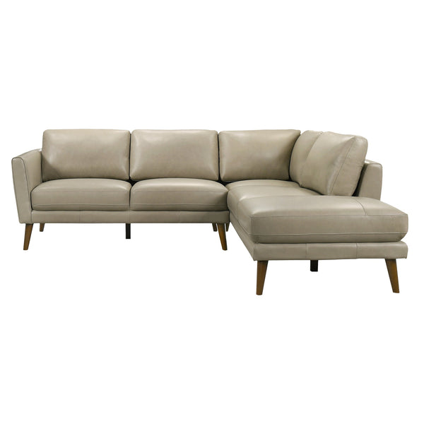 Benson Beige Leather RAF Chaise Sectional