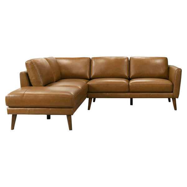 Benson Tan Leather LAF Chaise Sectional