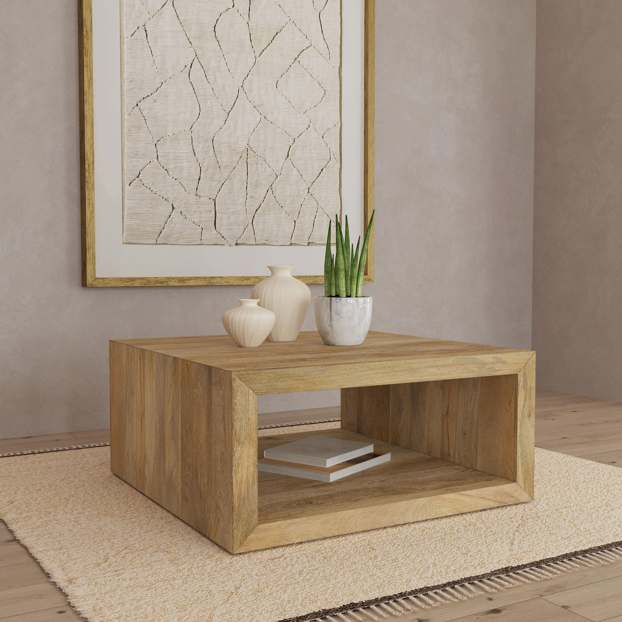 Benton Natural Square Solid Mango Wood Coffee Table from Coaster - Luna Furniture