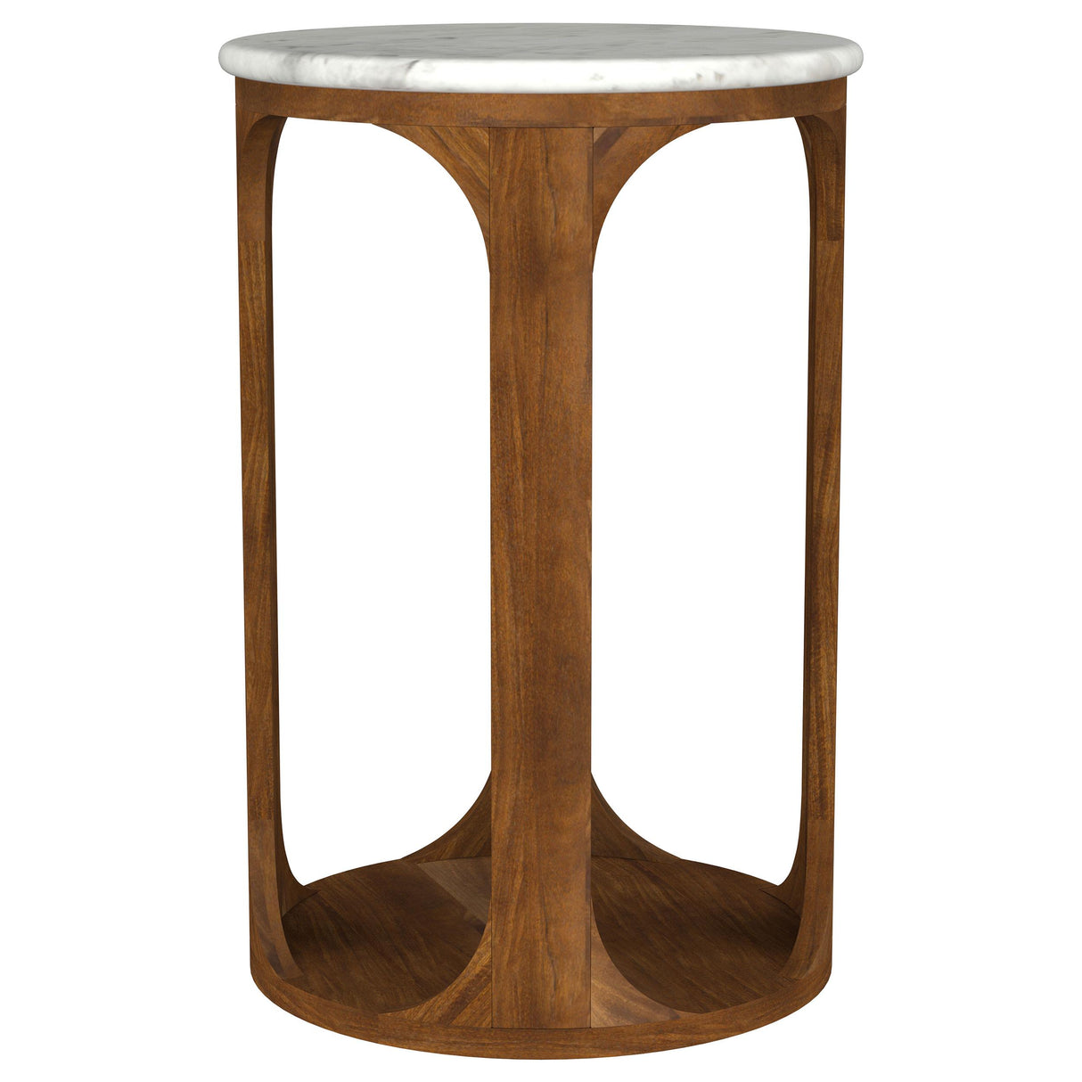 Berkeley White and Brown Round Marble Top Side Table from Coaster - Luna Furniture