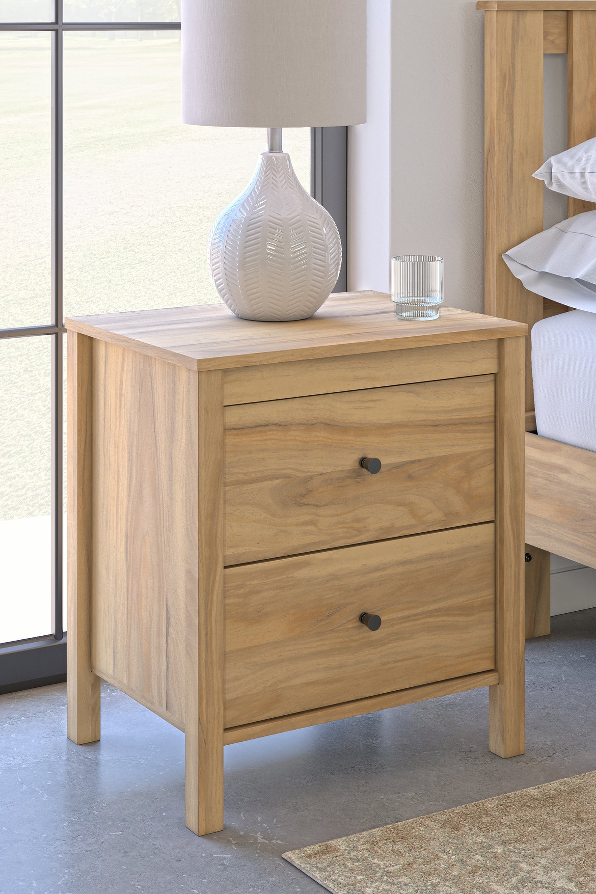 Bermacy Queen Panel Headboard with Dresser and 2 Nightstands in Light Brown from Ashley - Luna Furniture
