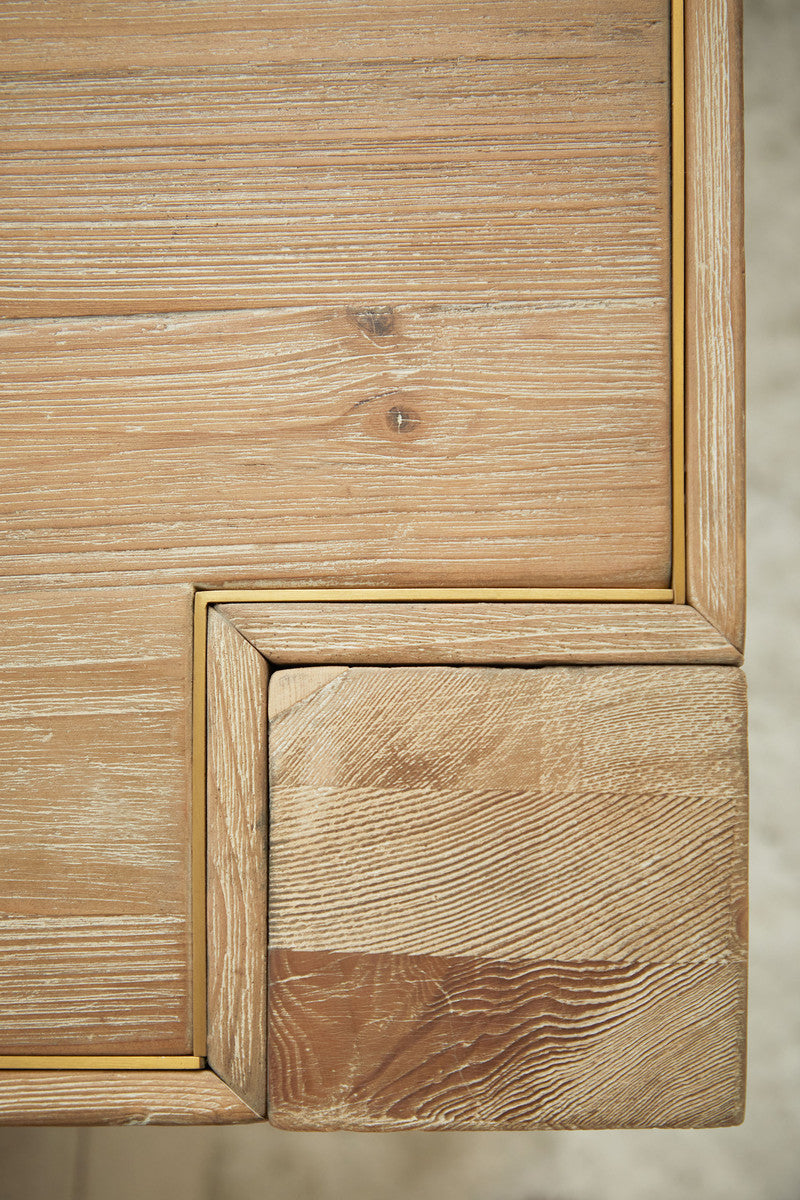 Canal Extension Dining Table in Smoke Gray Pine, Brushed Gold Inlay from Essentials For Living - Luna Furniture