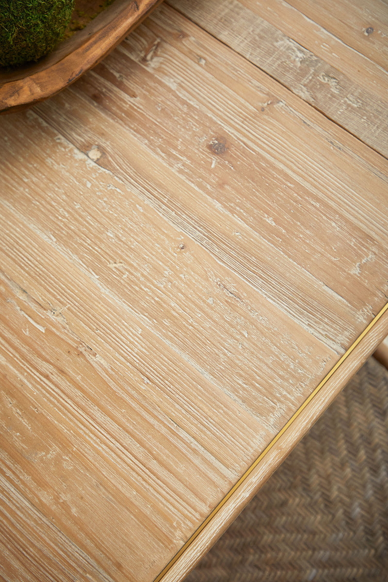 Canal Extension Dining Table in Smoke Gray Pine, Brushed Gold Inlay from Essentials For Living - Luna Furniture