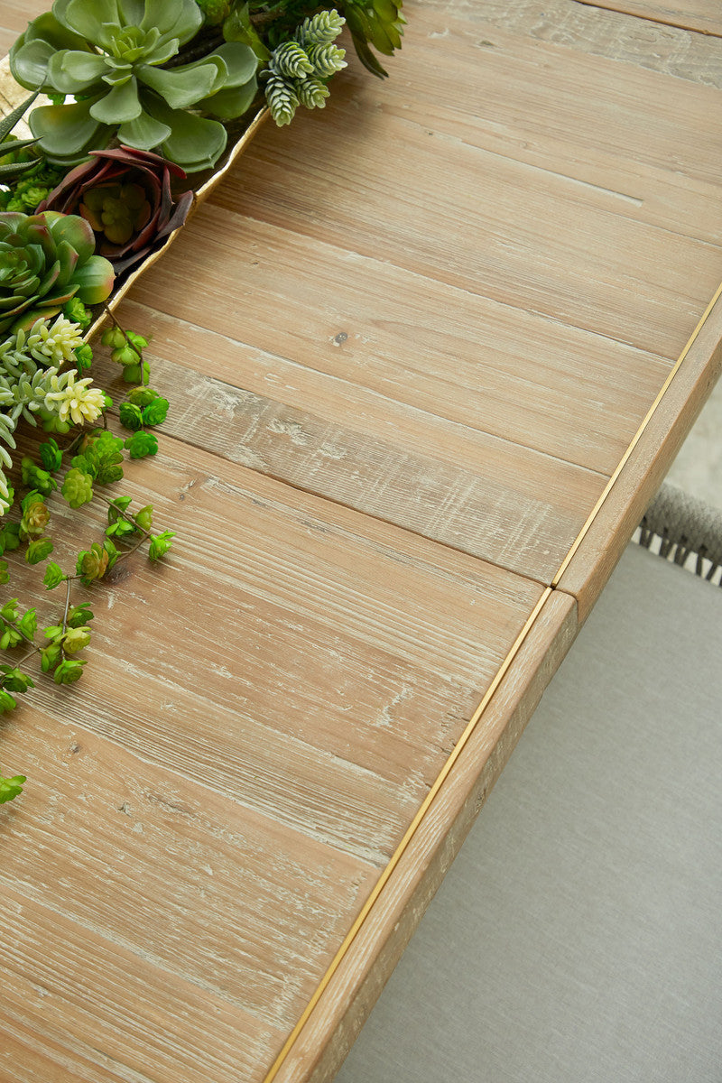 Canal Extension Dining Table in Smoke Gray Pine, Brushed Gold Inlay from Essentials For Living - Luna Furniture