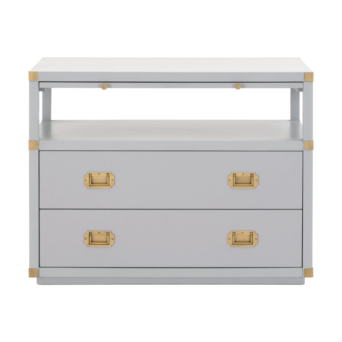 Bradley 2-Drawer Nightstand in Dove Gray, Brushed Gold from Essentials For Living - Luna Furniture