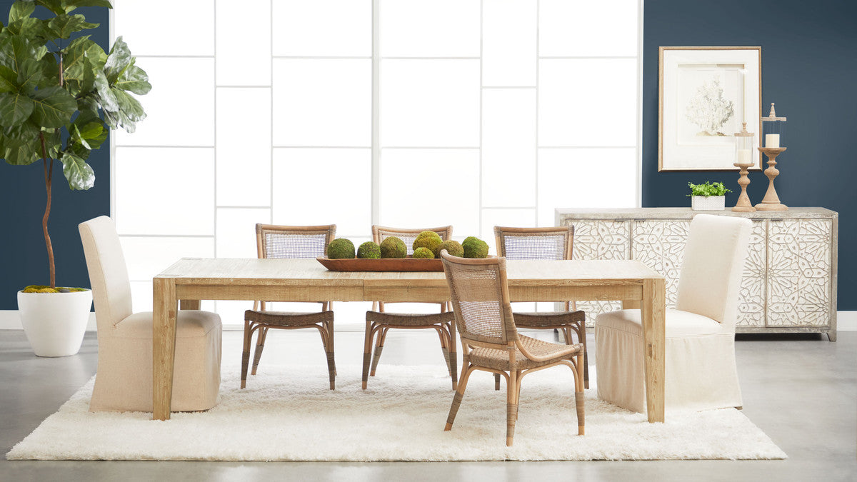 Canal Extension Dining Table in Smoke Gray Pine, Brushed Gold Inlay from Essentials For Living - Luna Furniture