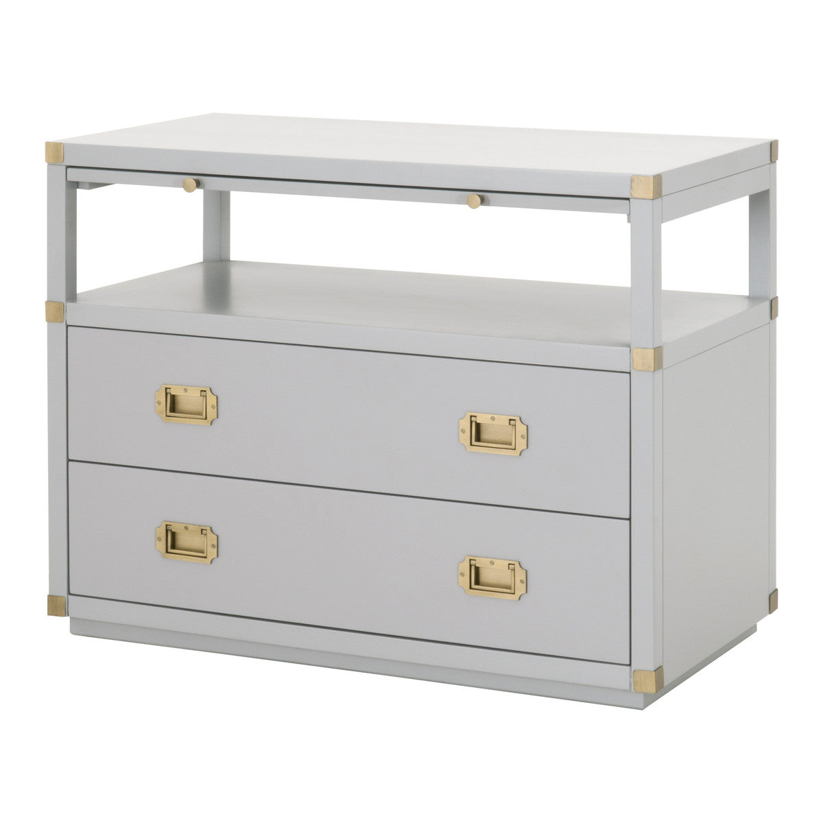 Bradley 2-Drawer Nightstand in Dove Gray, Brushed Gold from Essentials For Living - Luna Furniture
