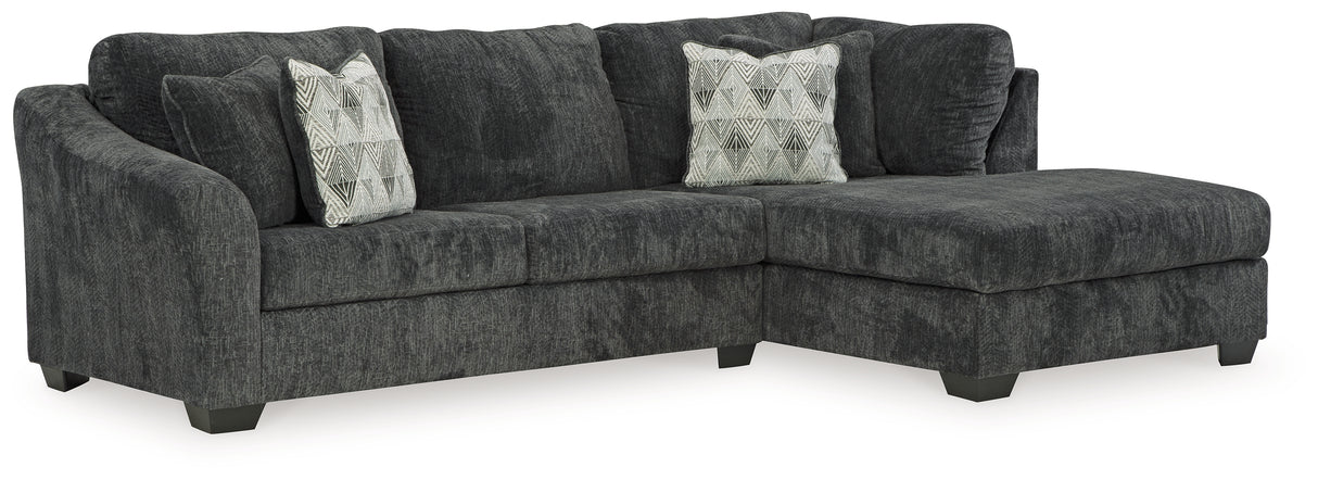 Biddeford 2-Piece Sectional with Ottoman in Shadow from Ashley - Luna Furniture