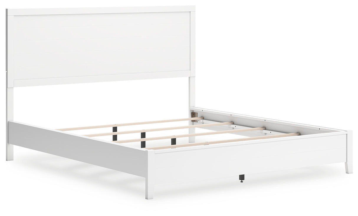Binterglen California King Panel Bed with Mirrored Dresser in White from Ashley - Luna Furniture