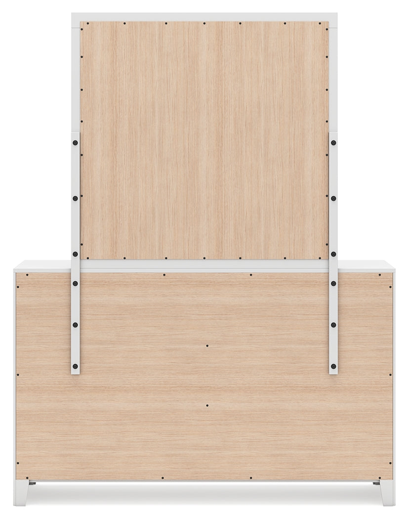 Binterglen King Panel Bed with Mirrored Dresser, Chest and Nightstand in White from Ashley - Luna Furniture