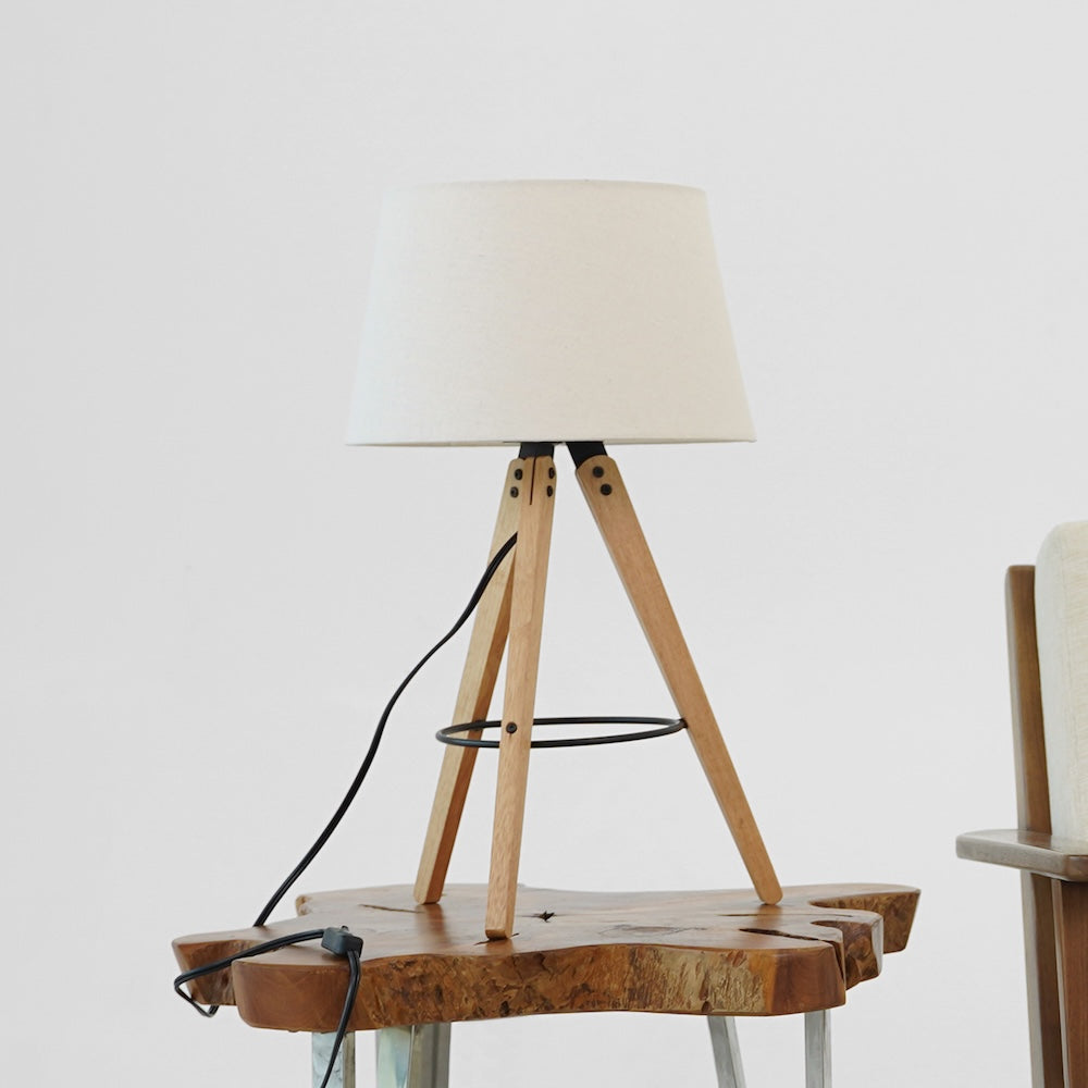 Birch Three Legged Wooden Bar Table Lamp - Natural - Black from Ashcroft Furniture - Luna Furniture