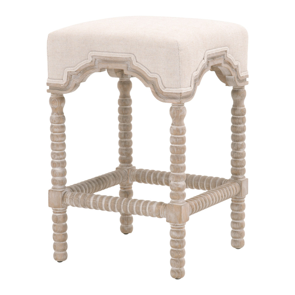 Rue Counter Stool in Performance Bisque French Linen, Natural Gray Ash from Essentials For Living - Luna Furniture